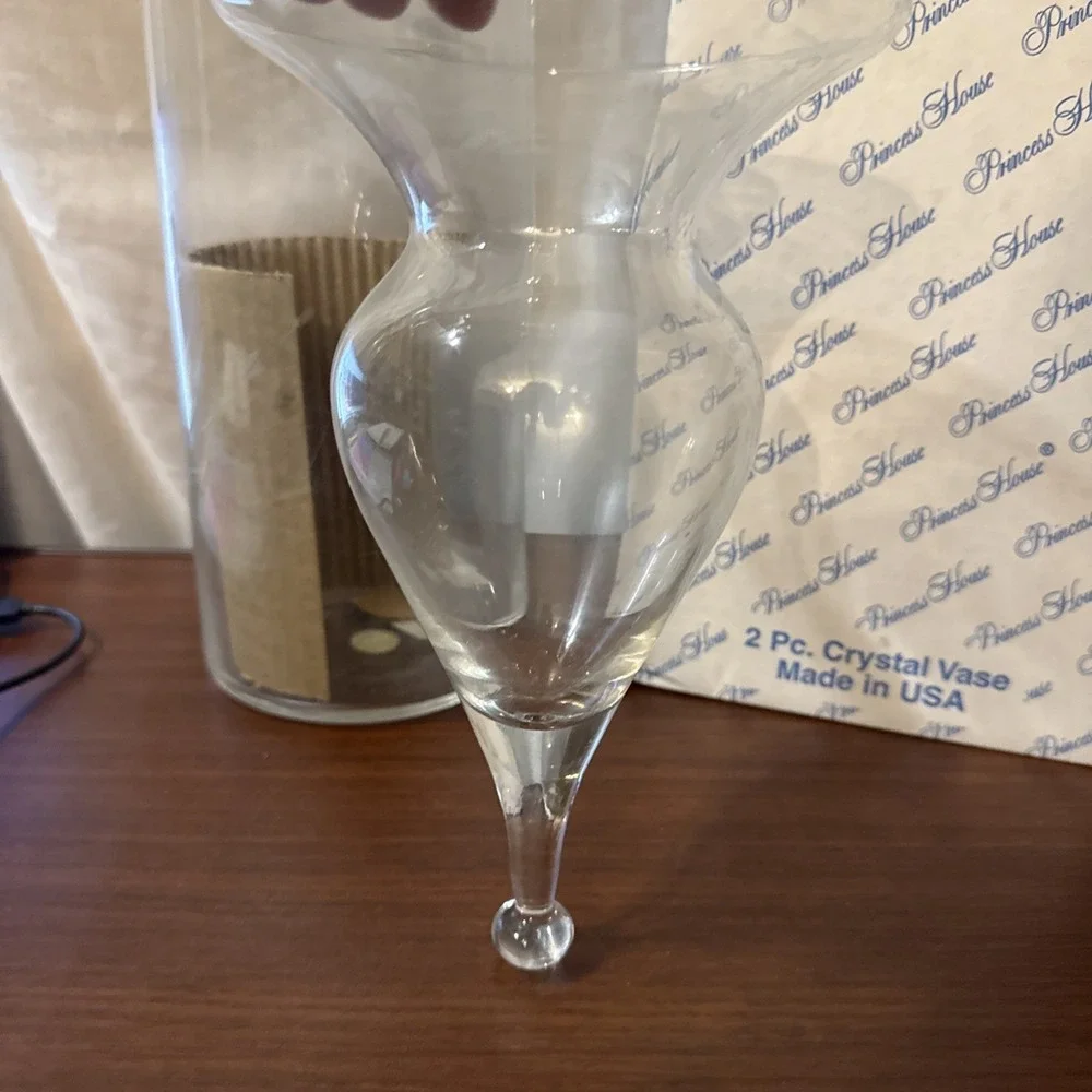 princess house 2 piece crystal vase new in box